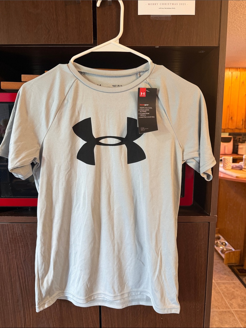 Under Armour youth boys  Light Blue Short-Sleeve Performance Tee with Black Logo